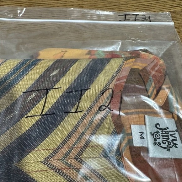 Ivy Jane Womens Mixed Media Floral Stripe Tie Front Top Multi Color M Hippie - Picture 8 of 8